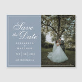 Elegant Dusty Blue Photo Wedding Save the Date (Voorkant)