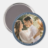 Elegant Dusty Blue Photo Wedding Save the Date Magneet (Voorkant / Achterkant)