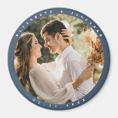 Elegant Dusty Blue Photo Wedding Save the Date Magneet (Voorkant)