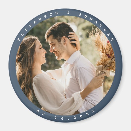 Elegant Dusty Blue Photo Wedding Save the Date Magneet (Voorkant)