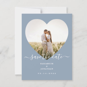Elegant Dusty Blue Photo Wedding Save the Date Magnetische Uitnodiging