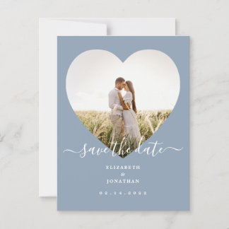 Elegant Dusty Blue Photo Wedding Save the Date Magnetische Uitnodiging