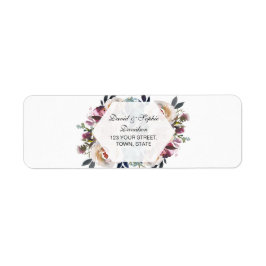 Elegant Dusty Blue Pink Floral Geometric Wedding Etiket