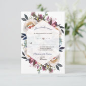 Elegant Dusty Blue Pink Floral Geometric Wedding RSVP Kaartje (Staand voorkant)