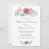 Elegant Dusty Blue Pink Floral Rehearsal Dinner Kaart (Voorkant)