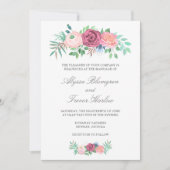 Elegant Dusty Blue Pink Floral Wedding Kaart (Voorkant)