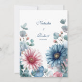 Elegant Dusty Blue Pink Gerbera Daisy Eucalyptus Kaart (Voorkant)