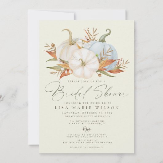 Elegant Dusty Blue Pumpkins Herfst Vrijgezellenfee Kaart (Voorkant)