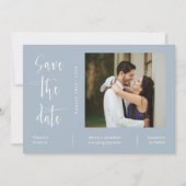 Elegant Dusty Blue QR Code Foto opslaan Datum Kaart (Voorkant)