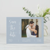 Elegant Dusty Blue QR Code Foto opslaan Datum Kaart (Staand voorkant)