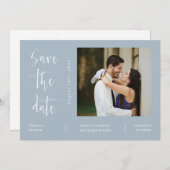 Elegant Dusty Blue QR Code Foto opslaan Datum Kaart (Voorkant / Achterkant)