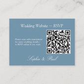Elegant Dusty Blue QR Code Website RSVP Card Informatiekaartje (Voorkant)