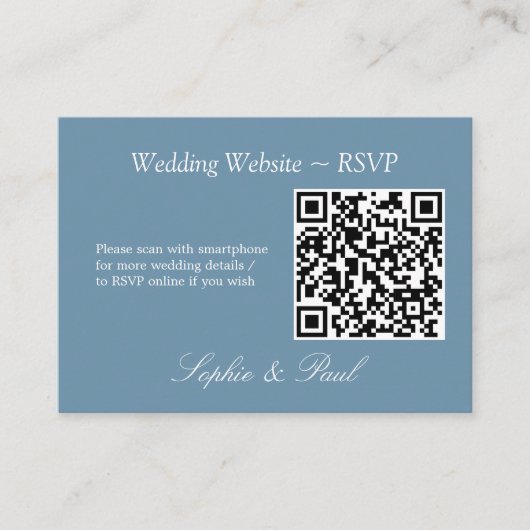 Elegant Dusty Blue QR Code Website RSVP Card Informatiekaartje (Voorkant)