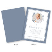 Elegant Dusty Blue Religious Baptism Photo Bedankkaart