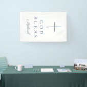 Elegant Dusty Blue Religious Cross Boy God Bless Spandoek (Beurs)