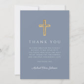 Elegant Dusty Blue Religious Cross Confirmation Bedankkaart (Voorkant)