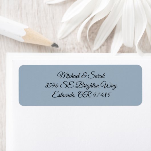 Elegant Dusty Blue Return Address Etiket (Insitu)