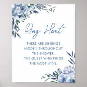 Elegant Dusty Blue Ring Hunt Vrijgezellenfeest spe Poster