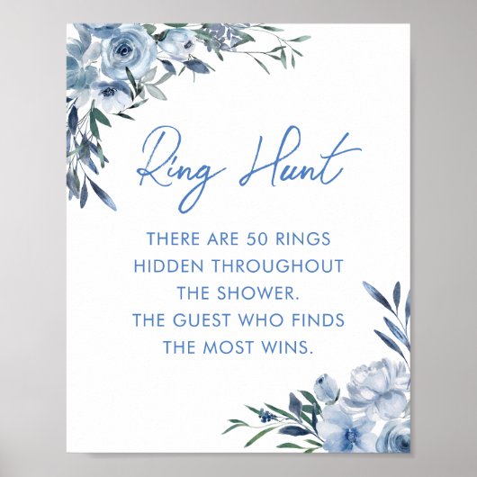Elegant Dusty Blue Ring Hunt Vrijgezellenfeest spe Poster (Voorkant)