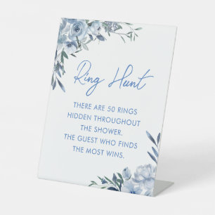 Elegant Dusty Blue Ring Hunt Vrijgezellenfeest spe Reclamebord Met Voetstuk