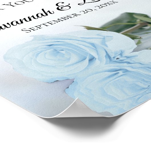 Elegant Dusty Blue Roos Cadeaus & Kaarten Trouwbor Poster (Hoek)