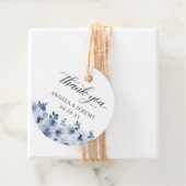 Elegant Dusty Blue Roos Floral Hartelijk dank Bedankjes Labels (In situ)