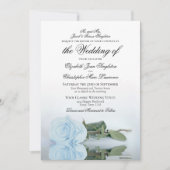 Elegant Dusty Blue Roos Formal Wedding Kaart (Voorkant)