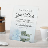 Elegant Dusty Blue Roos gelieve ons gastenboek te  Reclamebord Met Voetstuk (Insitu)