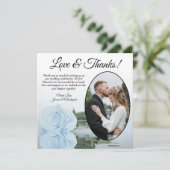 Elegant Dusty Blue Roos Oval Photo Weddenschap Bedankkaart (Staand voorkant)