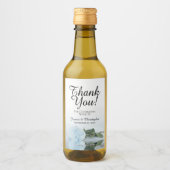 Elegant Dusty Blue Roos Wedding Bedankt Mini Wijn Etiket (Voorkant)