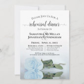 Elegant Dusty Blue Roos Wedding Rehearsal Dinner Kaart (Voorkant)