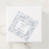 Elegant dusty blue  rozen bruiloft bedankjes labels (In situ)