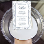 Elegant dusty blue  rozen trouwmenu<br><div class="desc">Elegant dusty blue  rozen florale botanische patronen op een witte achtergrond kalligrafie script script sjabloon sjabloon.</div>