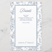 Elegant dusty blue rozen trouwmenu (Achterkant)