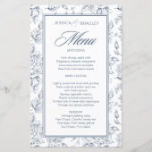 Elegant dusty blue rozen trouwmenu (Voorkant)