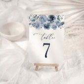 Elegant Dusty Blue Rozen Trouwtafel nummer Kaart