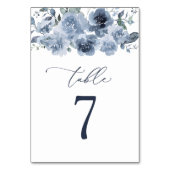 Elegant Dusty Blue Rozen Trouwtafel nummer Kaart (Achterkant)