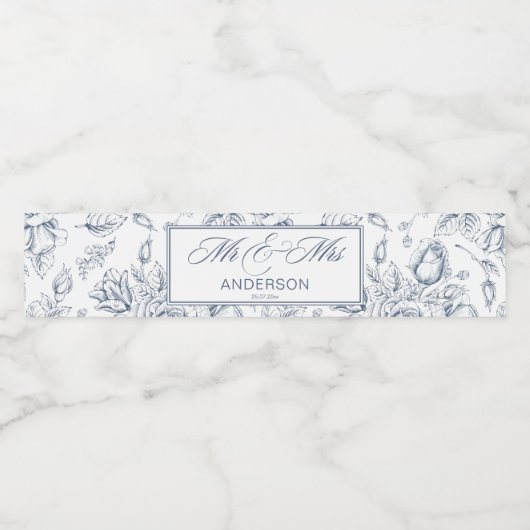 Elegant dusty blue  rozen voor de bruiloft waterfles etiket (Enkel label)