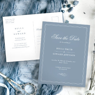 Elegant Dusty Blue Save the Date Briefkaart