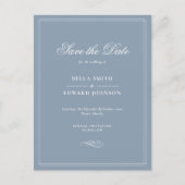 Elegant Dusty Blue Save the Date Briefkaart (Voorkant)