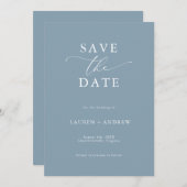 Elegant Dusty Blue Save the Date Kaart (Voorkant / Achterkant)