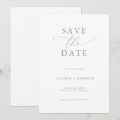 Elegant Dusty Blue Save the Date Kaart (Voorkant / Achterkant)