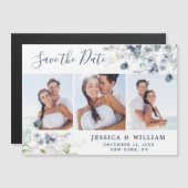 Elegant Dusty Blue Save the Date Magnetische Kaart (Voorkant / Achterkant)