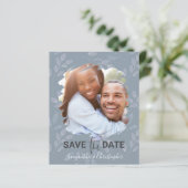 Elegant Dusty Blue Save the Date Photo Wedding (Staand voorkant)