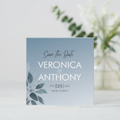 Elegant Dusty Blue Save the Date QR Code Weduwen Kaart (Staand voorkant)