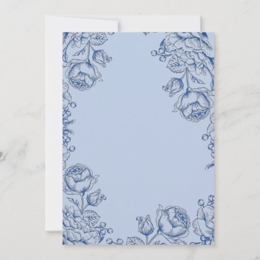 Elegant Dusty Blue Script Bridgerton bruiloft Kaart (Achterkant)