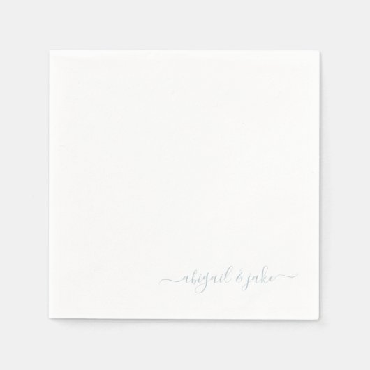 Elegant Dusty Blue Script Couple Names Wedding Servet (Voorkant)