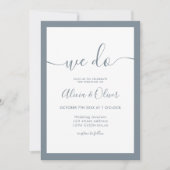 Elegant dusty blue script initialen bruiloft kaart (Voorkant)