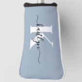 Elegant Dusty Blue Script Monogram Golfheadcover (Draai 90)