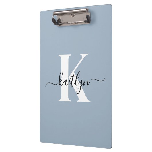 Elegant Dusty Blue Script Monogram Klembord (Links)